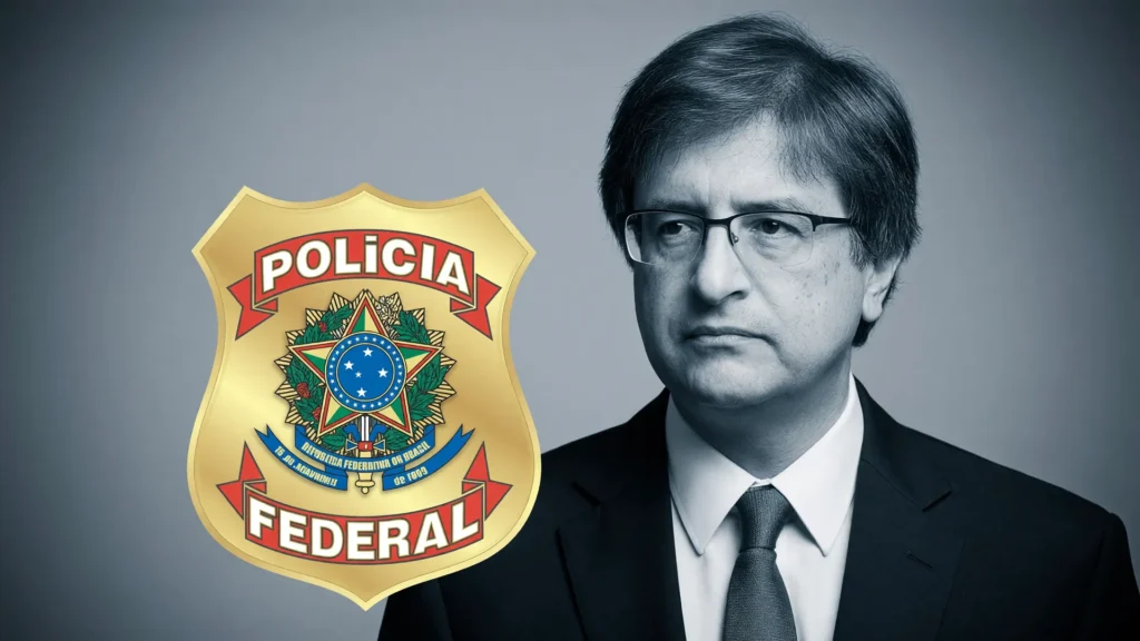 Delegados pedem impedimento de Gonet: retrato do PGR e brasão da Polícia Federal em composição editorial
