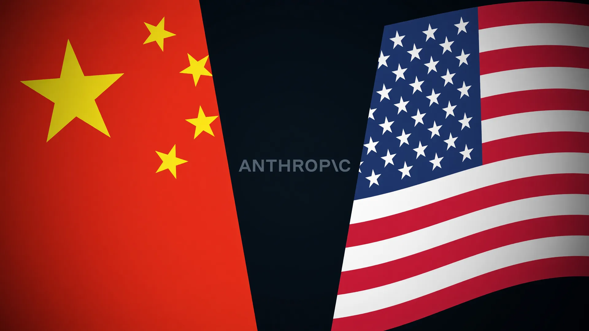 Bandeiras dos EUA e China em confronto, representando a disputa geopolítica pela desaceleração da IA na China