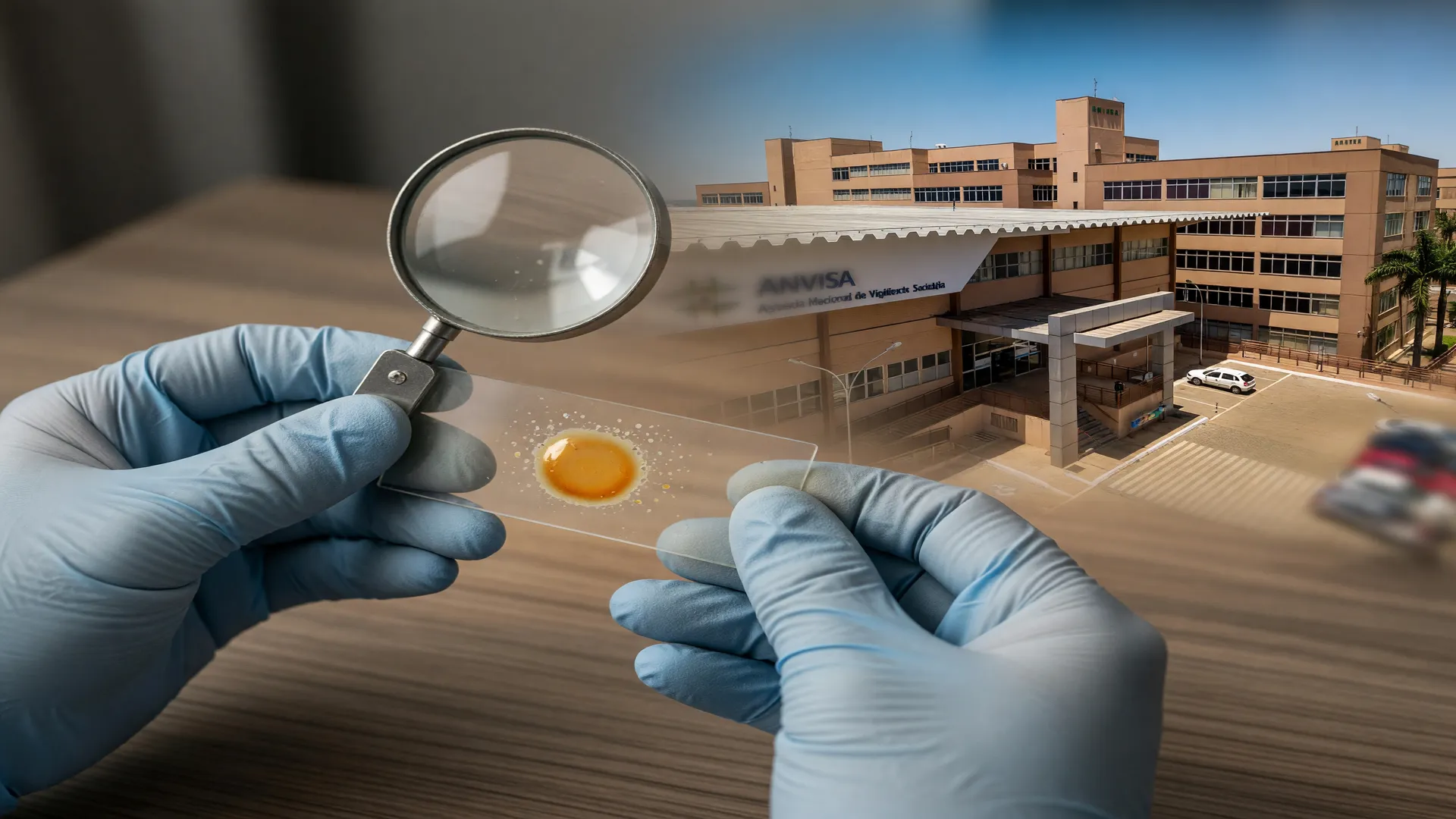 Laboratório simples ilustra diagnóstico de tuberculose mais barato para áreas rurais, com a Anvisa ao fundo.
