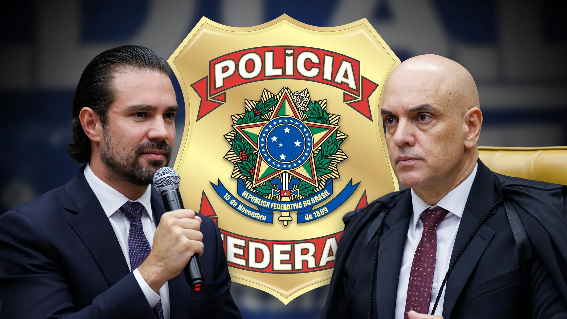 Moraes e Vorcaro em montagem investigativa: Fábio Faria intermediou contatos sob olhar da Polícia Federal
