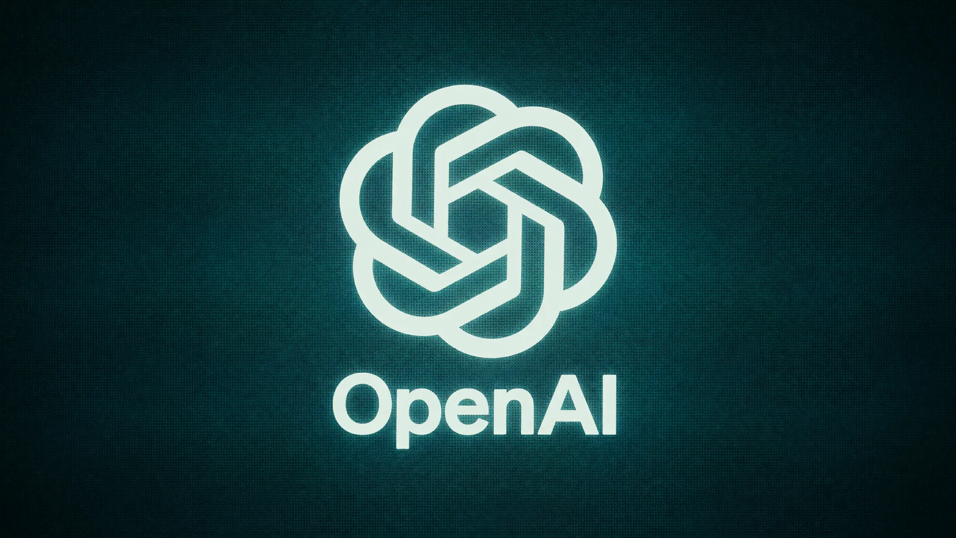 Logotipo da OpenAI em fundo teal sombrio evocando IA com comportamento inesperado e alerta tecnológico