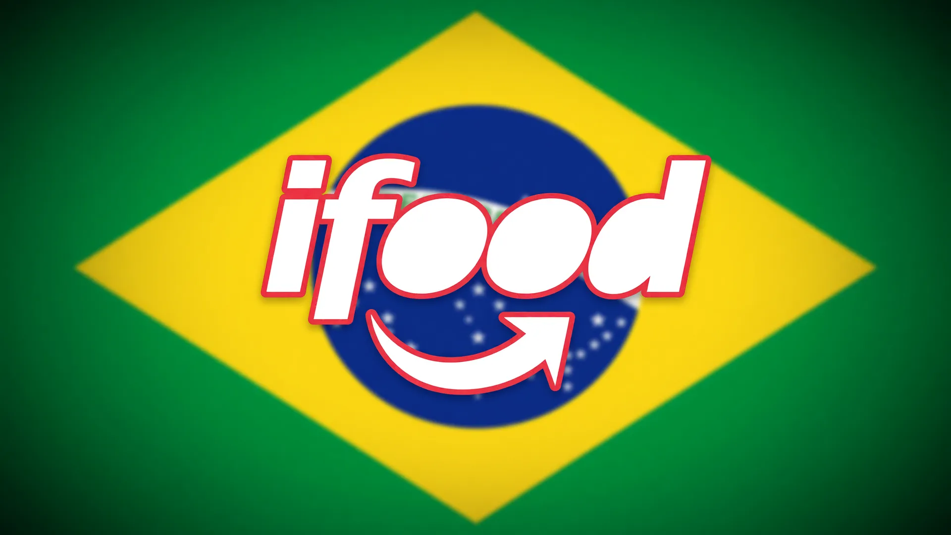 Logo do iFood sobre bandeira do Brasil, representando o iFood investimento em inteligência artificial de R$ 24 bilhões