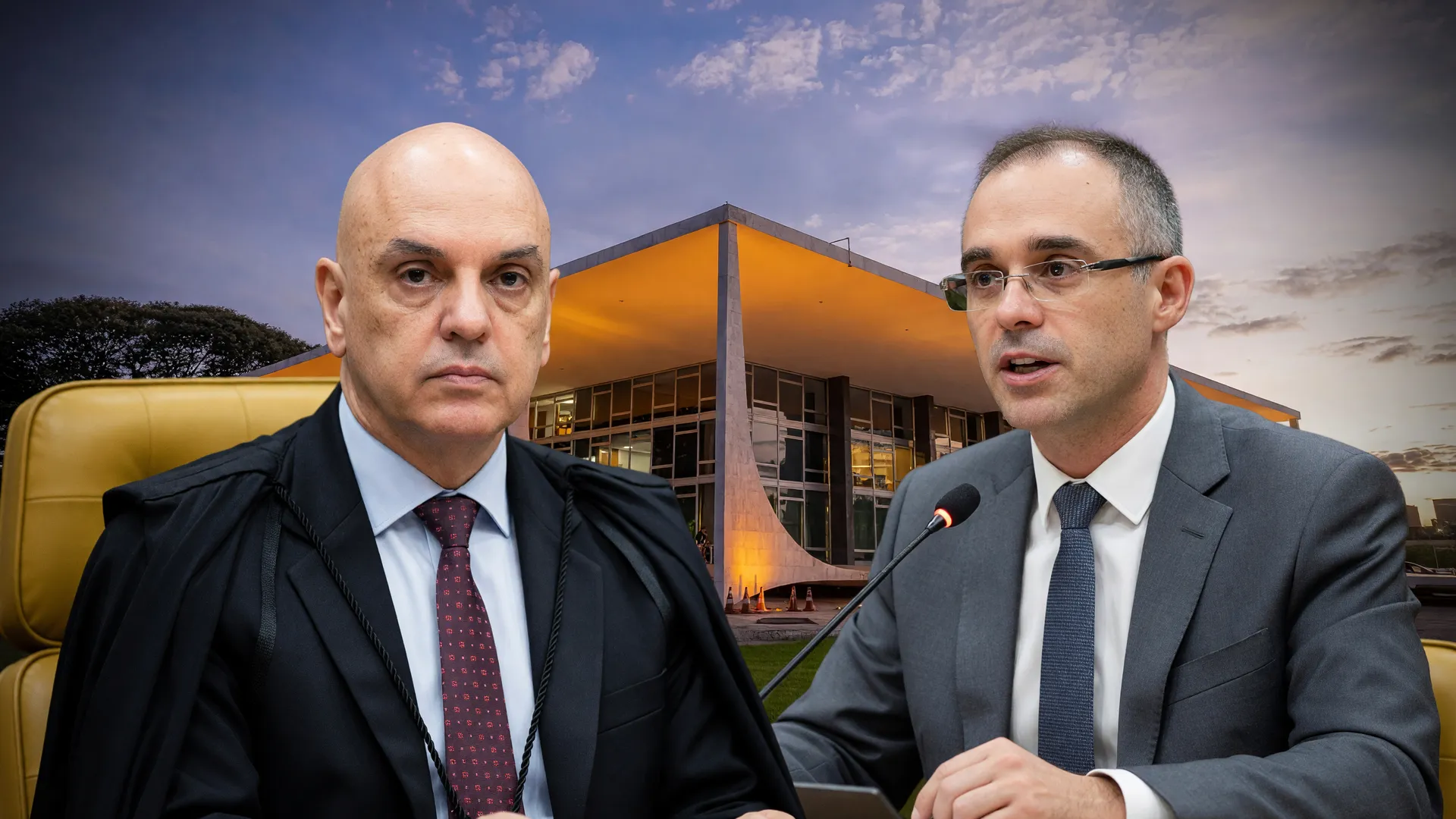 Alexandre de Moraes e André Mendonça em confronto durante investigação contra Moraes no STF