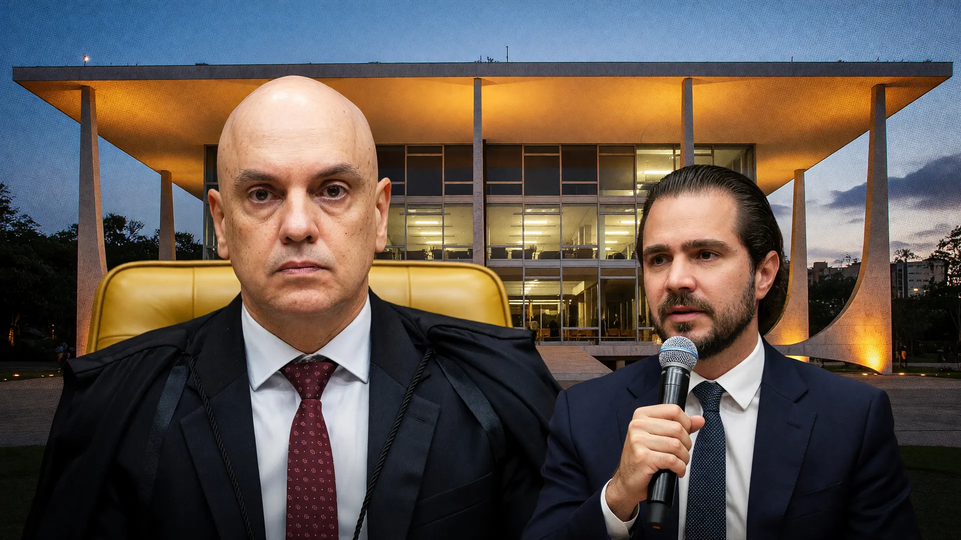Alexandre de Moraes ao lado de Daniel Vorcaro: Moraes controlava lista de convidados do fórum do Banco Master em Londres