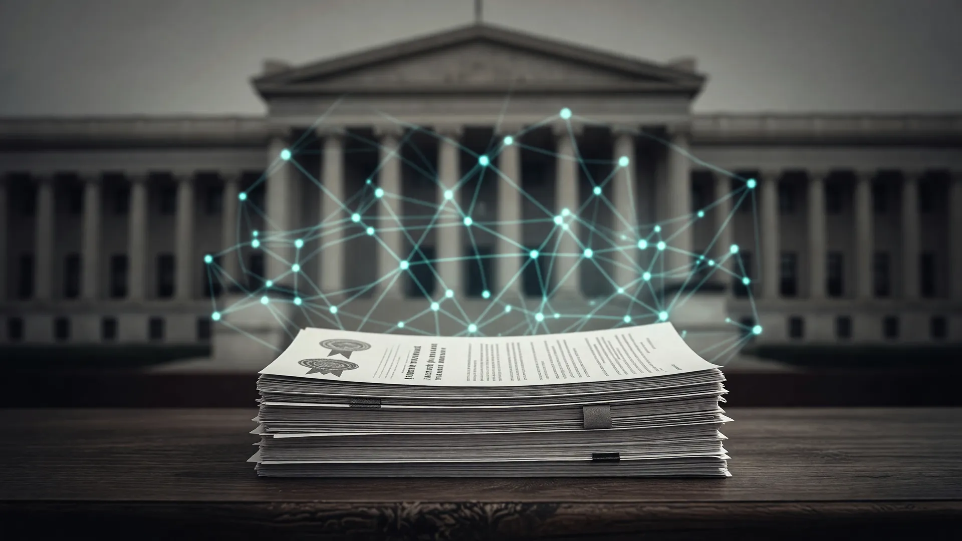 Documentos e ícones de tecnologia simbolizam os planos de governo inteligência artificial dos presidenciáveis