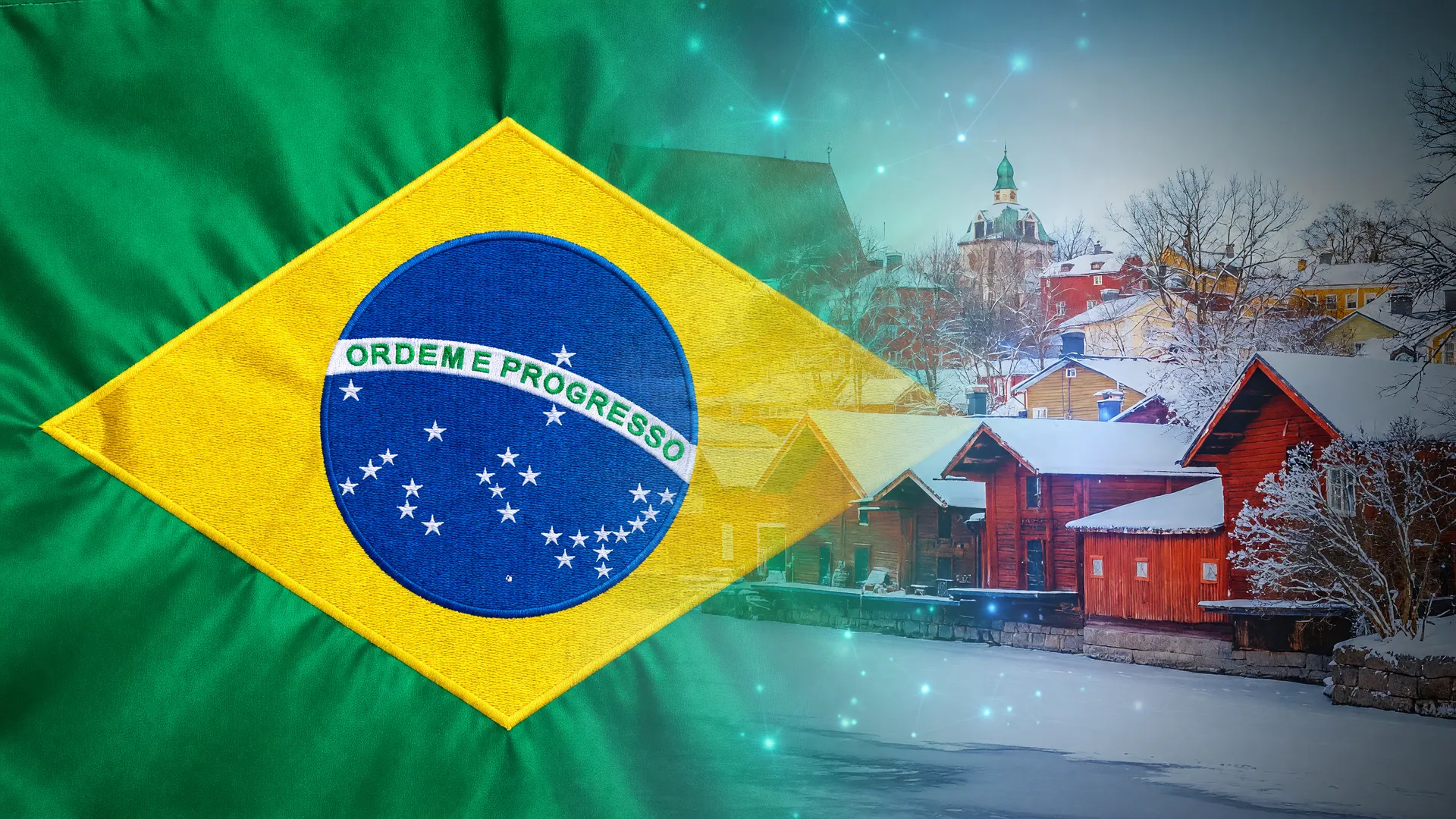 Bandeiras do Brasil e da Finlândia simbolizam a parceria pelo primeiro computador quântico do Brasil, até 2027.
