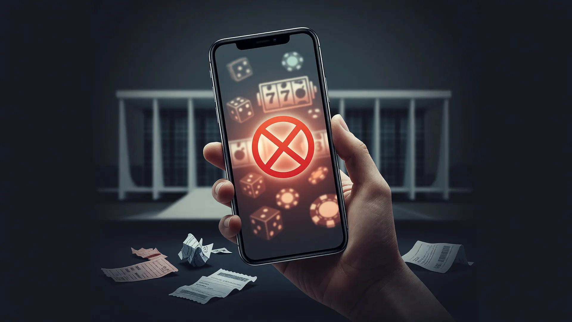 Celular exibindo tela de apostas bloqueada simboliza a proibição das bets no Brasil