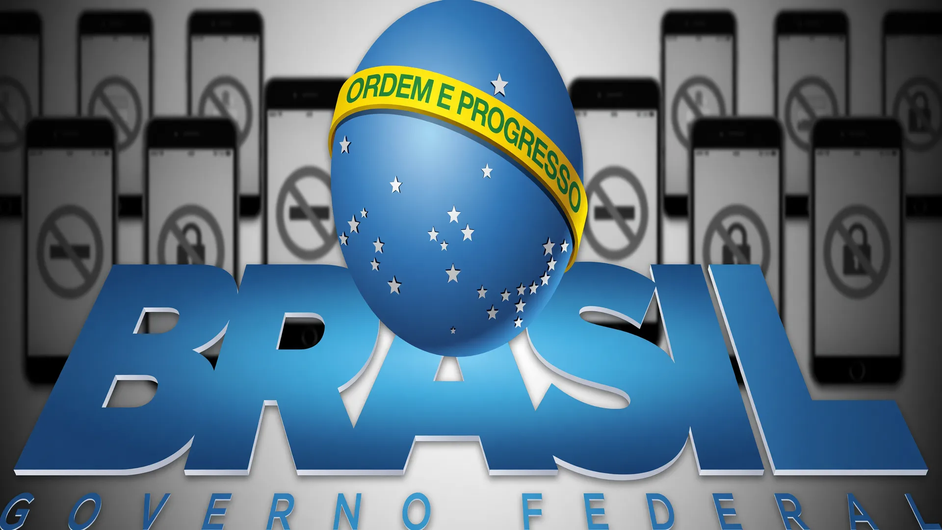 Símbolo do Governo Federal ao lado de telas de celular apagadas, representando as punições da MP das bets