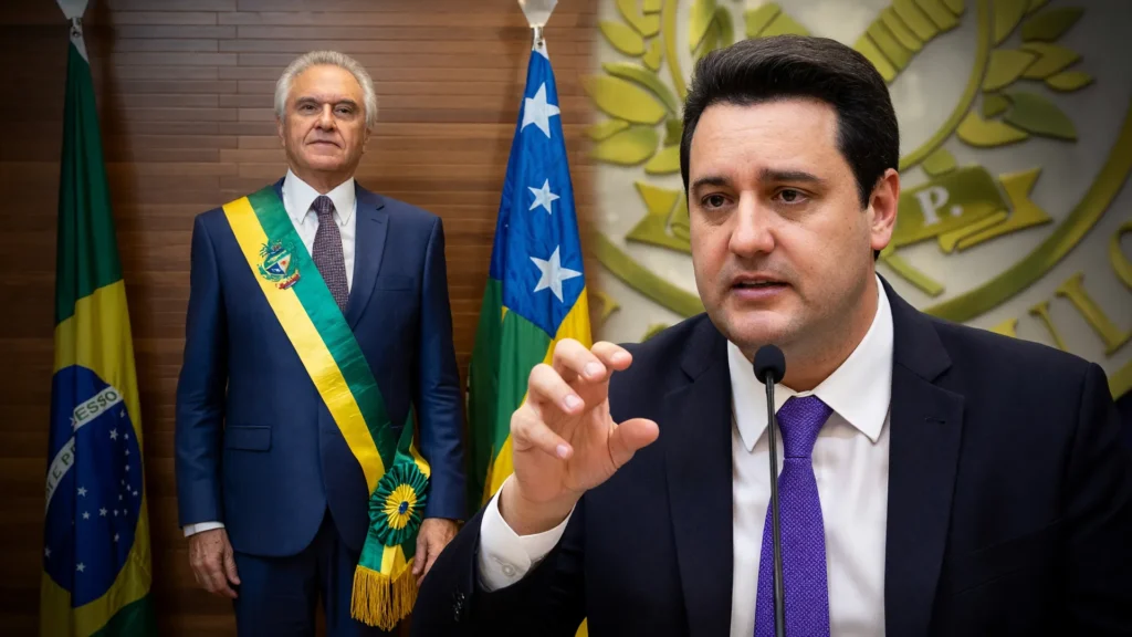 Ratinho Junior ministro Infraestrutura ao lado de Ronaldo Caiado, que confirmou a indicação para o cargo