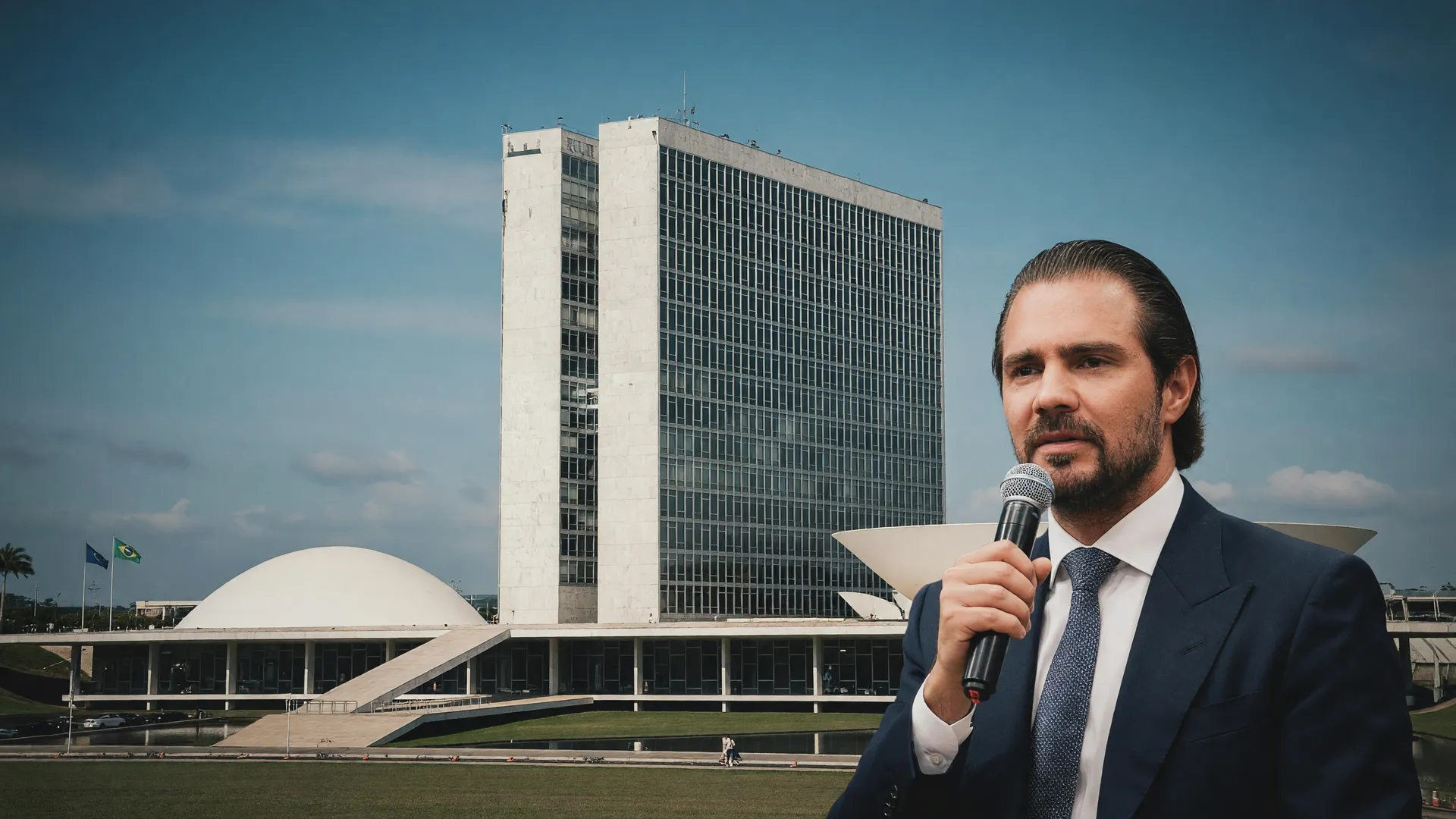 Prédio do Senado Federal e Daniel Vorcaro ilustram pedido de registros de entrada no Senado feito por Fux