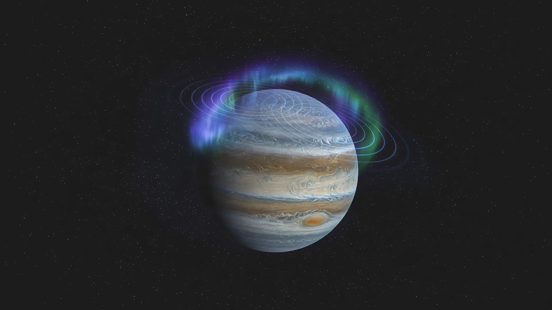 Exoplaneta gigante gasoso emite auroras brilhantes, ilustrando o sinal de rádio de exoplaneta captado por radiotelescópio