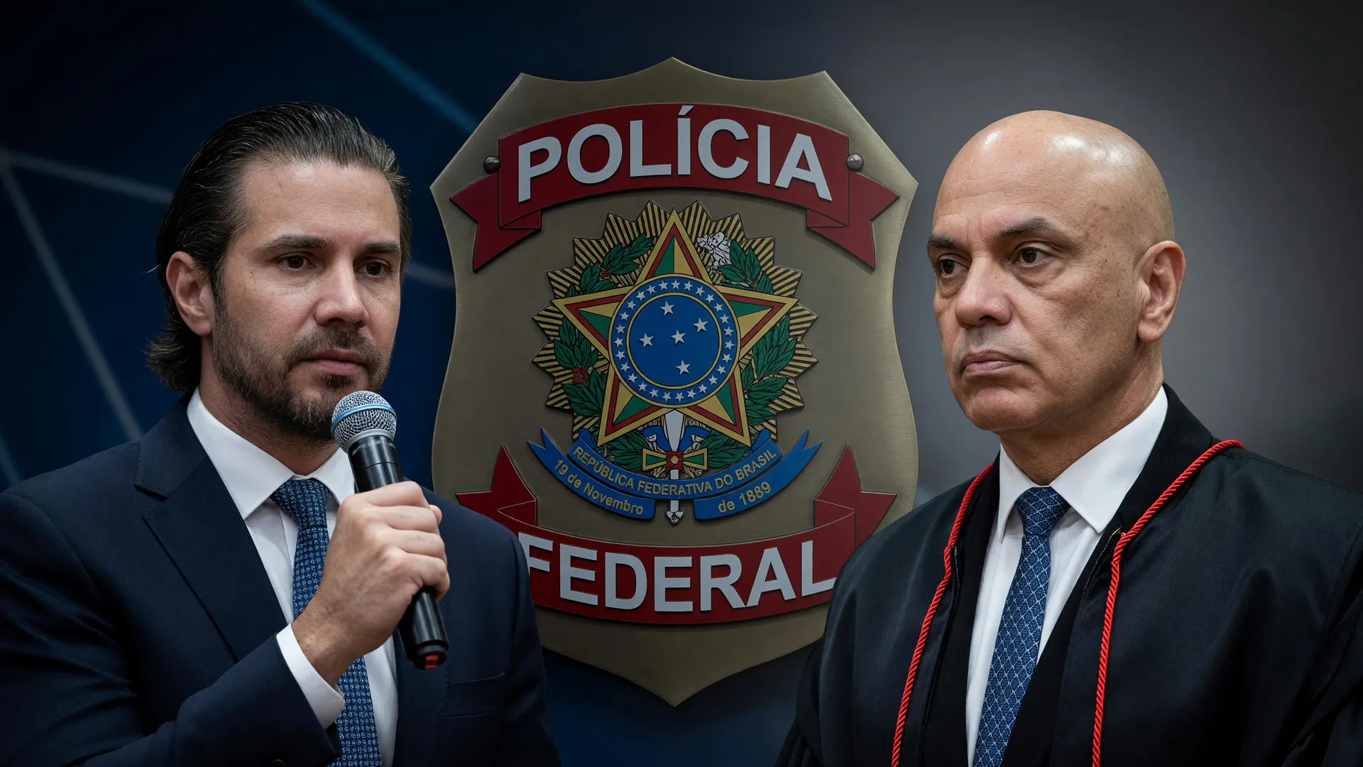 Vorcaro e Moraes em montagem editorial sobre a recepção ultra VIP investigada pela PF em Campos do Jordão