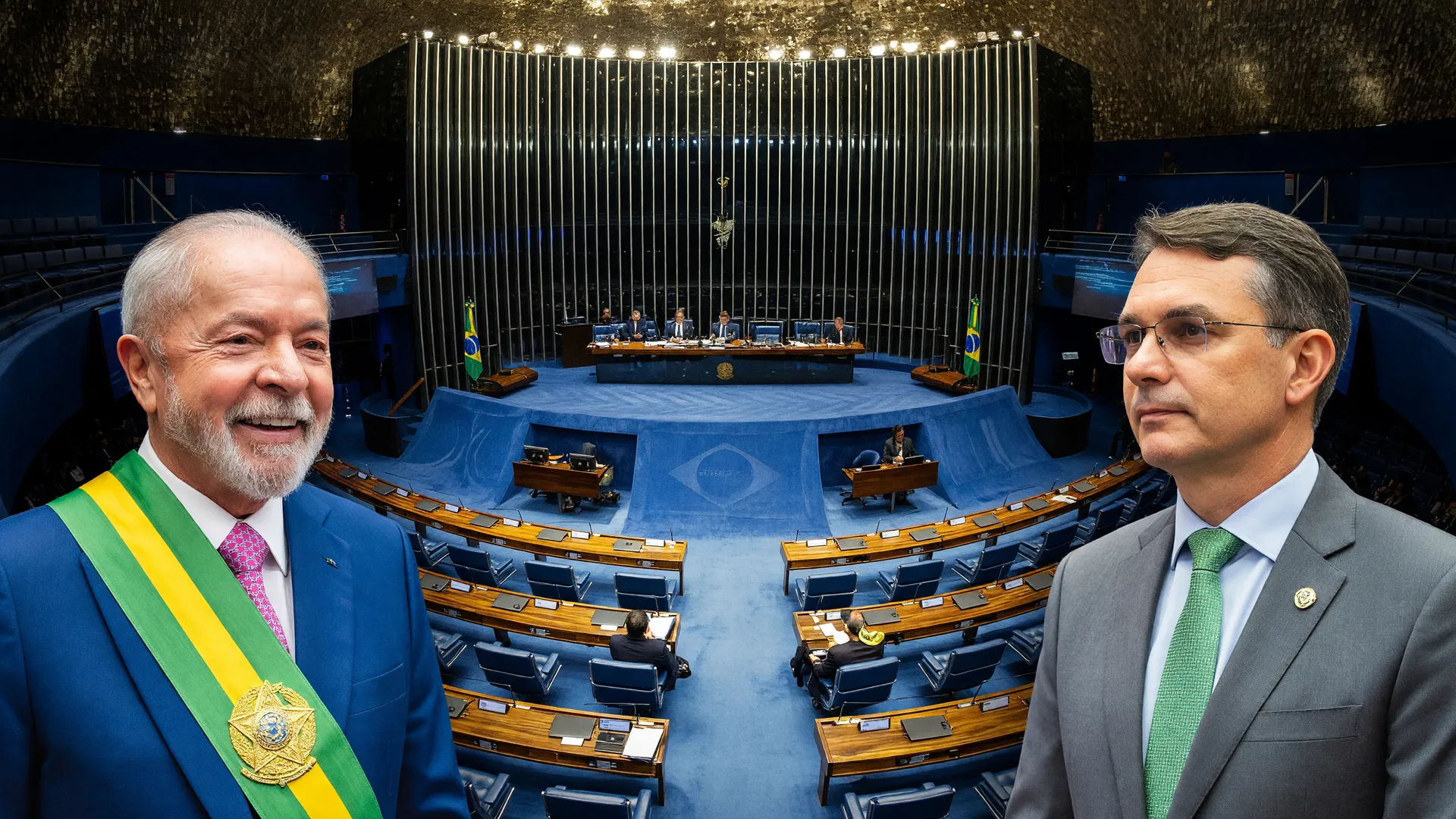 Plenário vazio do Senado, Lula e Flávio Bolsonaro: votos brancos e nulos Senado crescem em 2026