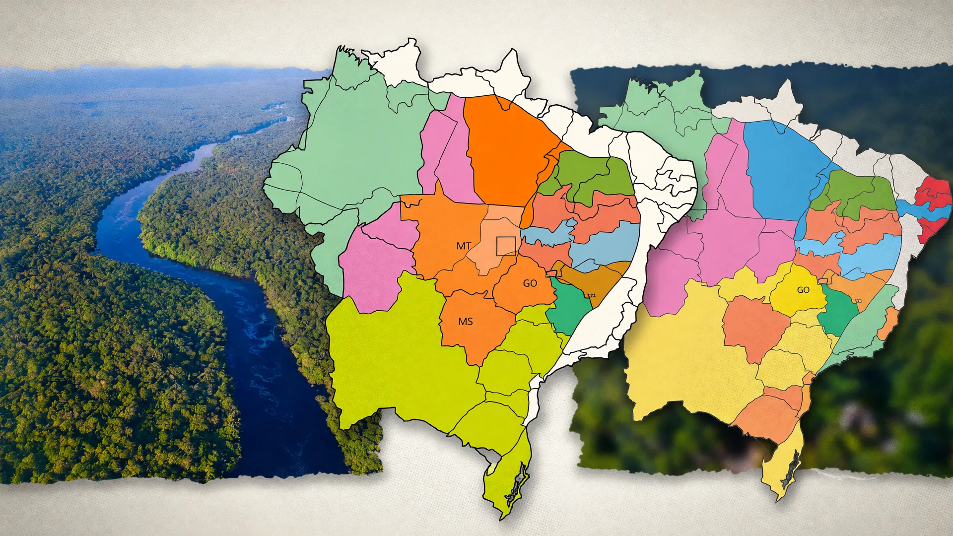 Mapas do Centro-Oeste e do Nordeste e vista aérea do Amazonas simbolizam os aliados de Lula no segundo turno