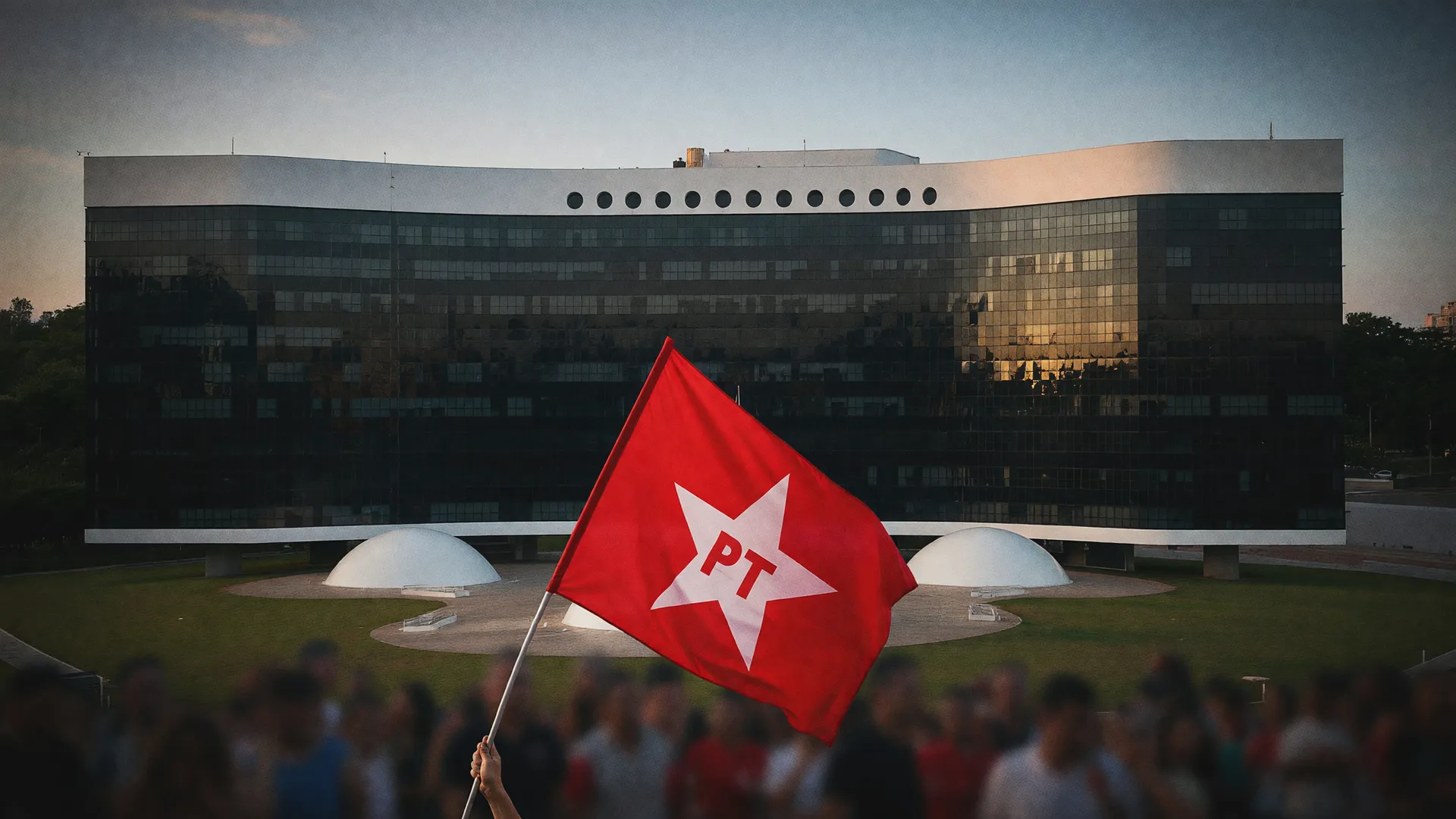 Prédio do TSE e bandeira do PT ilustram a arrecadação de campanha Lula Flávio financiada pelo Fundo Eleitoral