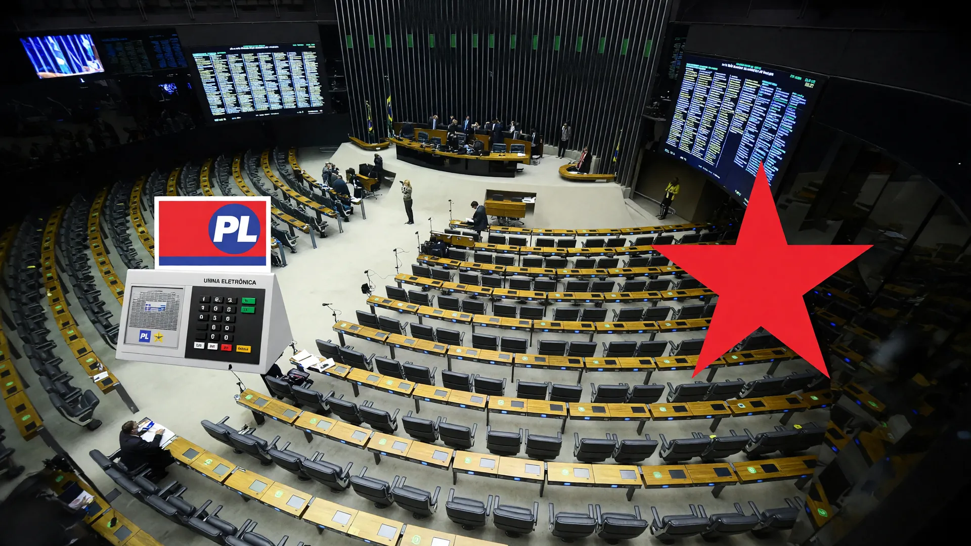 Plenário da Câmara dos Deputados, simbolizando o avanço da bancada da direita na Câmara