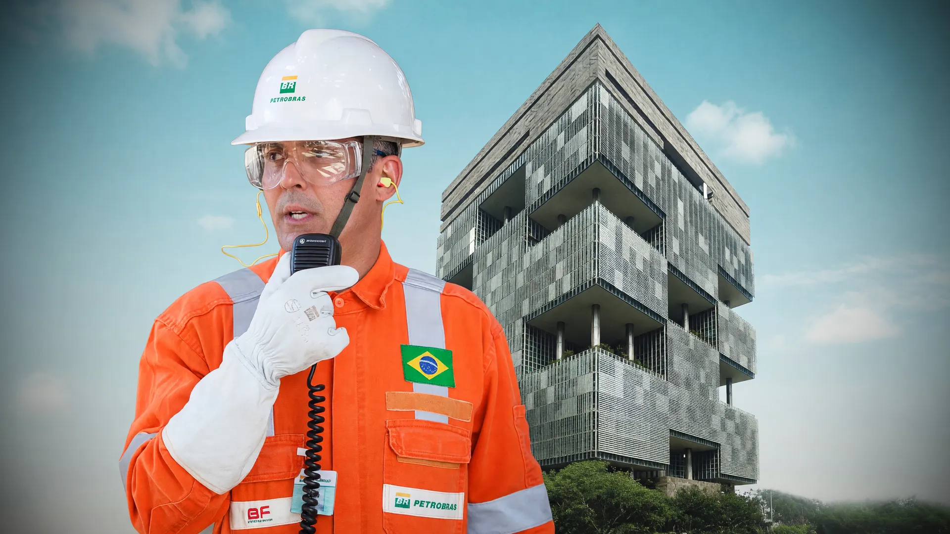 Funcionário da Petrobras em instalação industrial, ilustrando o combustível sustentável de aviação Reduc