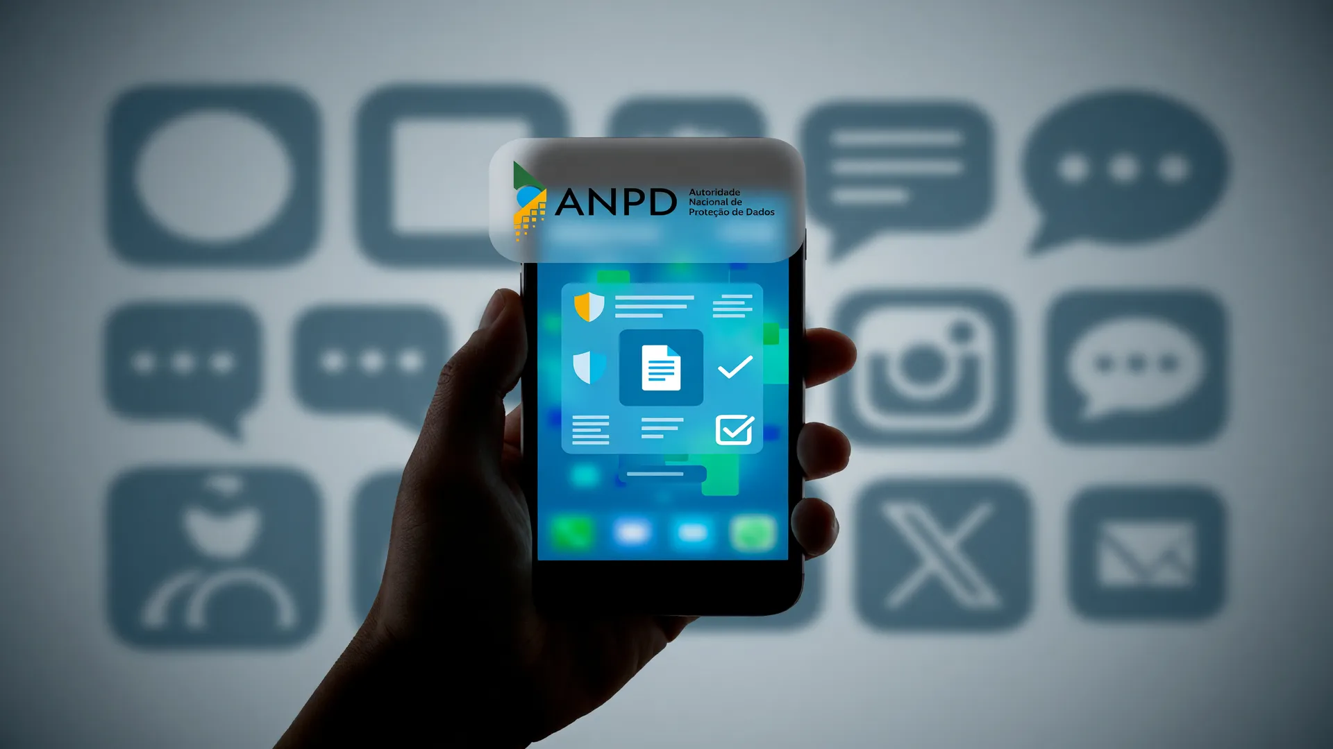 Denúncias à ANPD contra redes sociais podem ser feitas pelo Gov.br, com selo oficial do órgão em destaque.