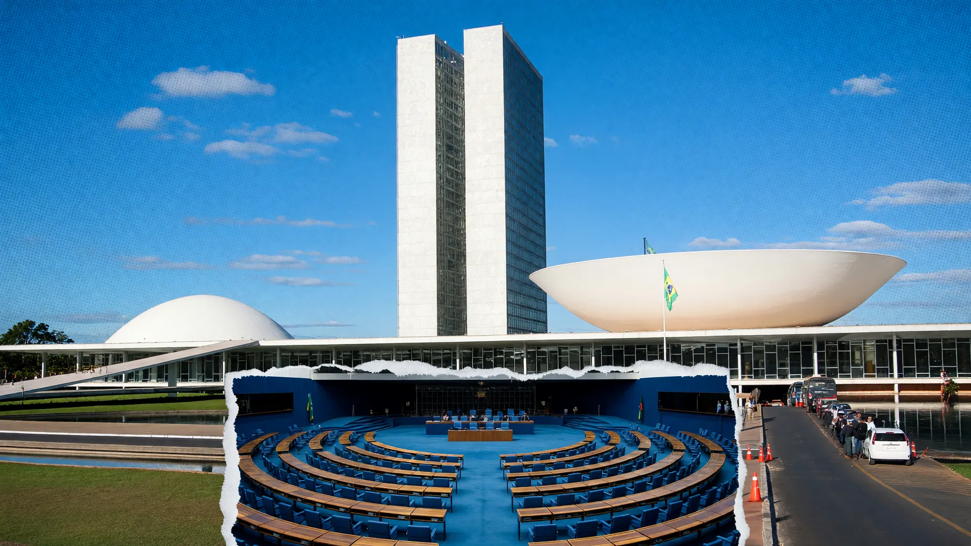 Congresso Nacional em Brasília simboliza a emenda fim da escala 6x1 e a jornada de 40 horas