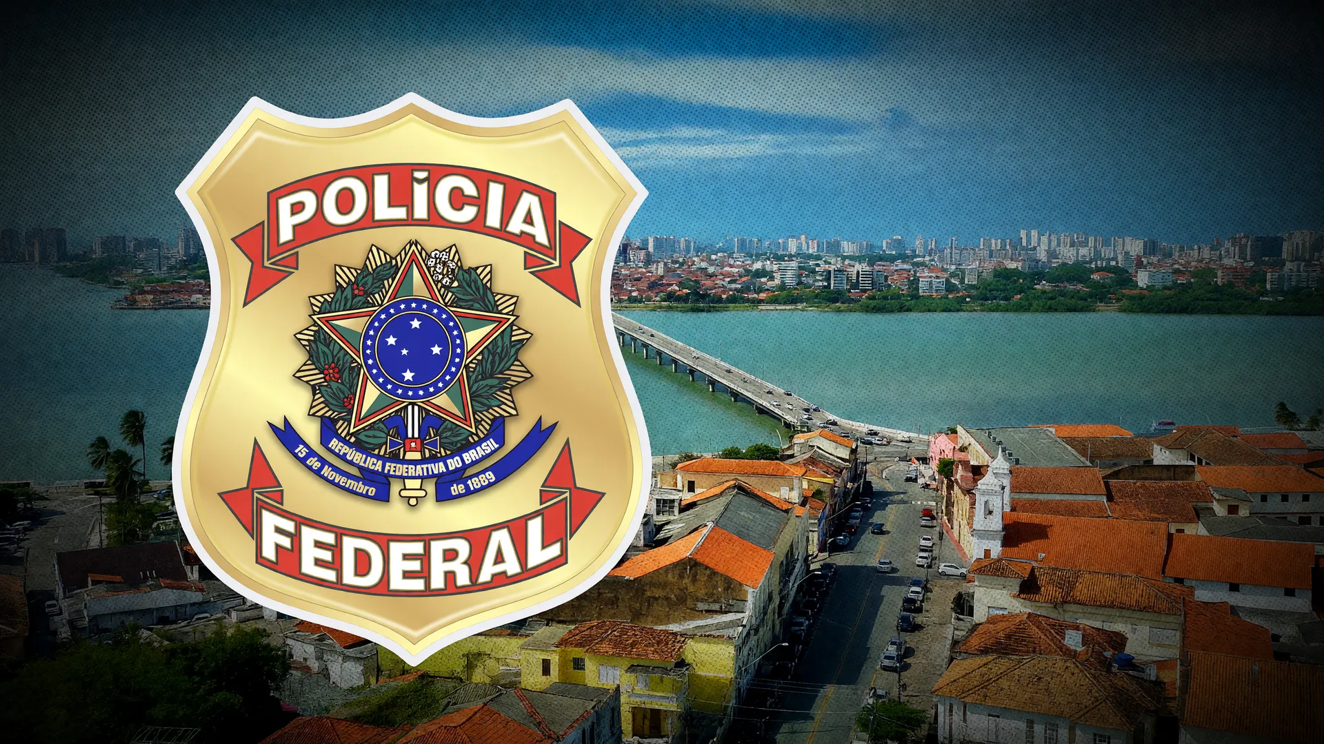 Brasão da Polícia Federal sobre São Luís: operação contra fraude no Seguro Defeso Maranhão
