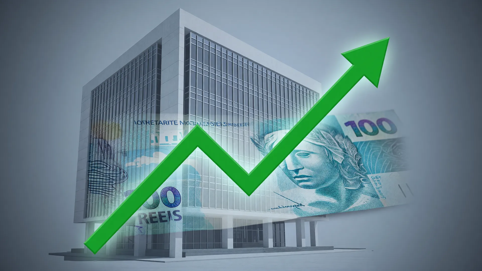 Gráfico ascendente simboliza o Ibovespa recorde eleições 2026, com nota de dólar e prédio da bolsa ao fundo.