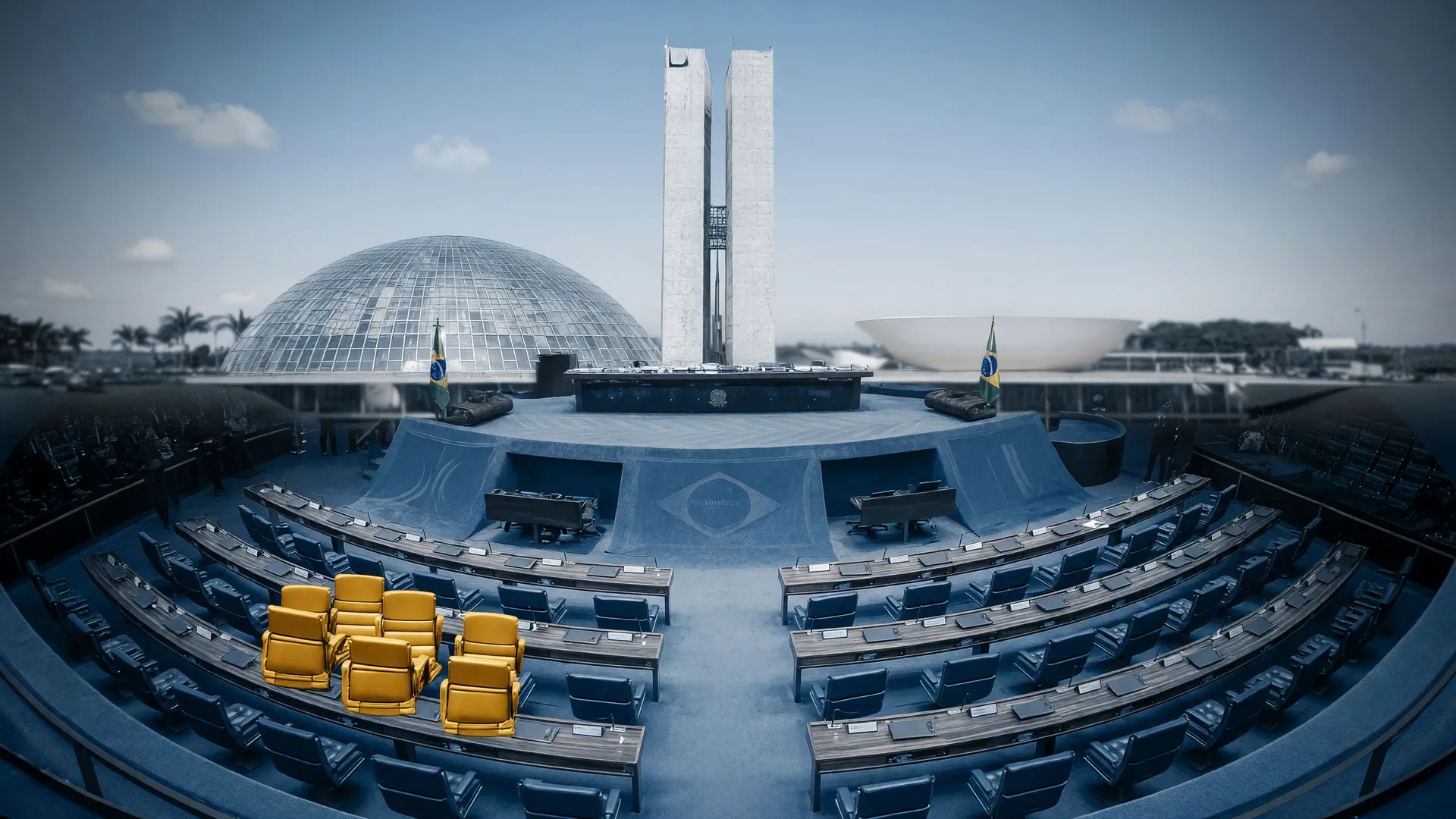 Plenário do Senado Federal vazio simboliza a disputa pela maior bancada do Senado em 2027