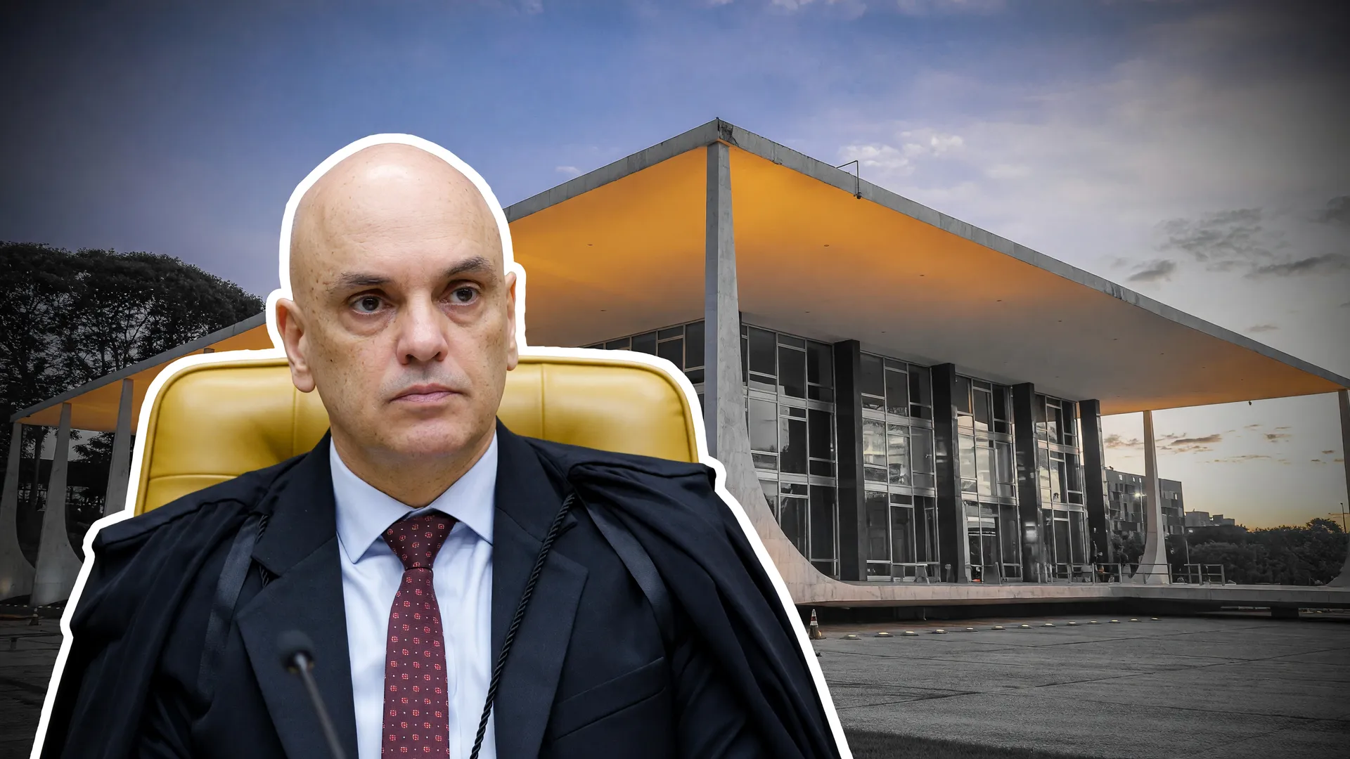 Ministro Alexandre de Moraes diante do STF em ilustração sobre a Moraes decisão STF maconha e os limites de 40 gramas