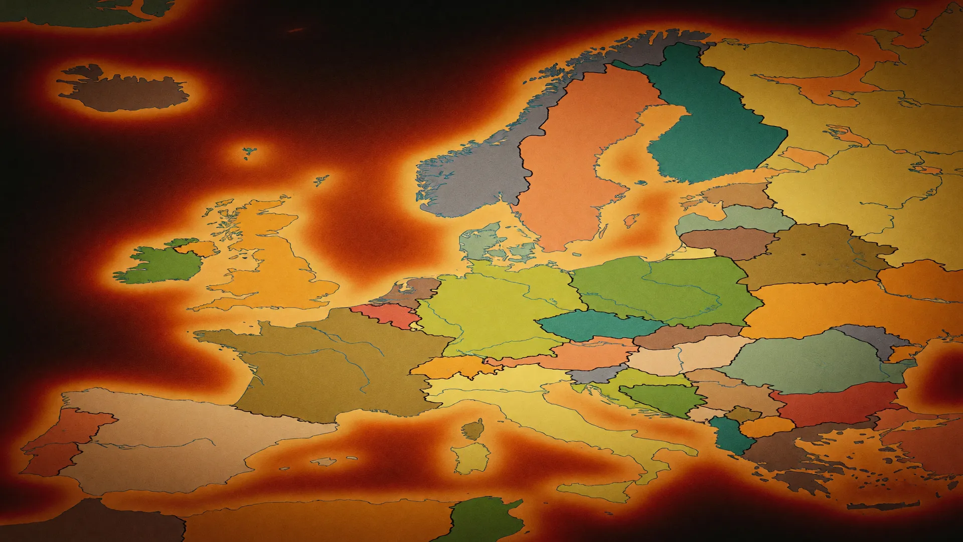 Mapa da Europa com tons de calor intenso ilustrando as mortes por calor na Europa no verão de 2026
