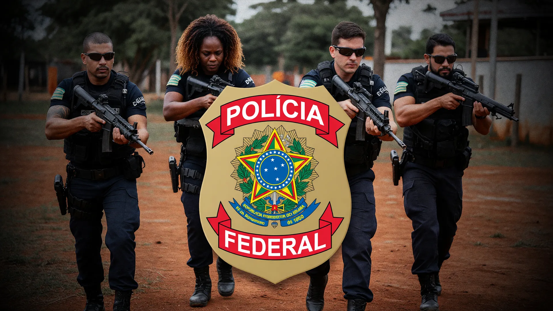 PF prende deputado Márcio Canella: distintivo da Polícia Federal sobre equipe policial em operação