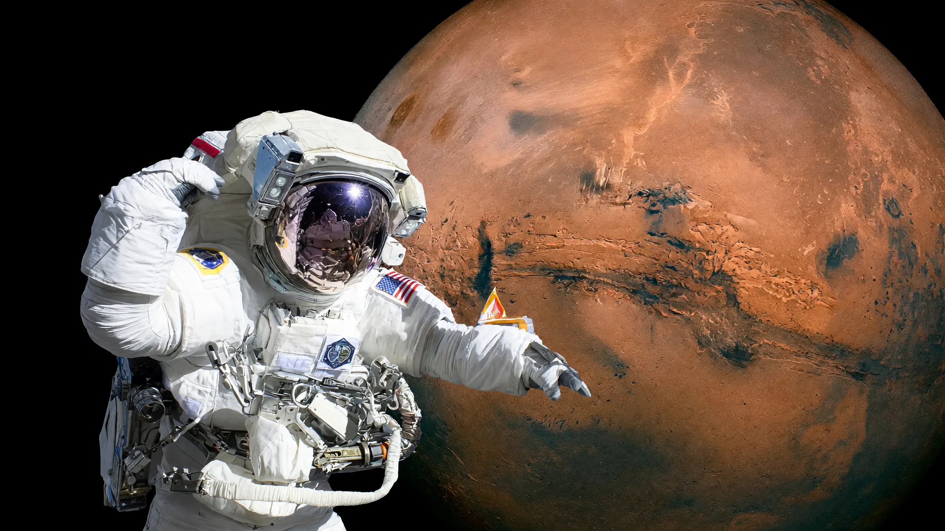 Astronauta da NASA diante de Marte: poeira ultrafina em Marte astronautas é risco à saúde