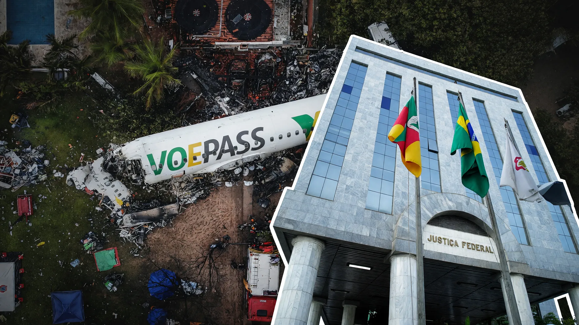 Destroços do avião da Voepass em Vinhedo diante da Justiça Federal: réus queda avião Voepass