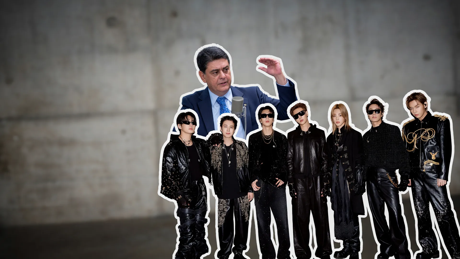 Integrantes do BTS ao lado de autoridade da Senacon em fala, ilustrando a cobrança da Senacon sobre o show do BTS