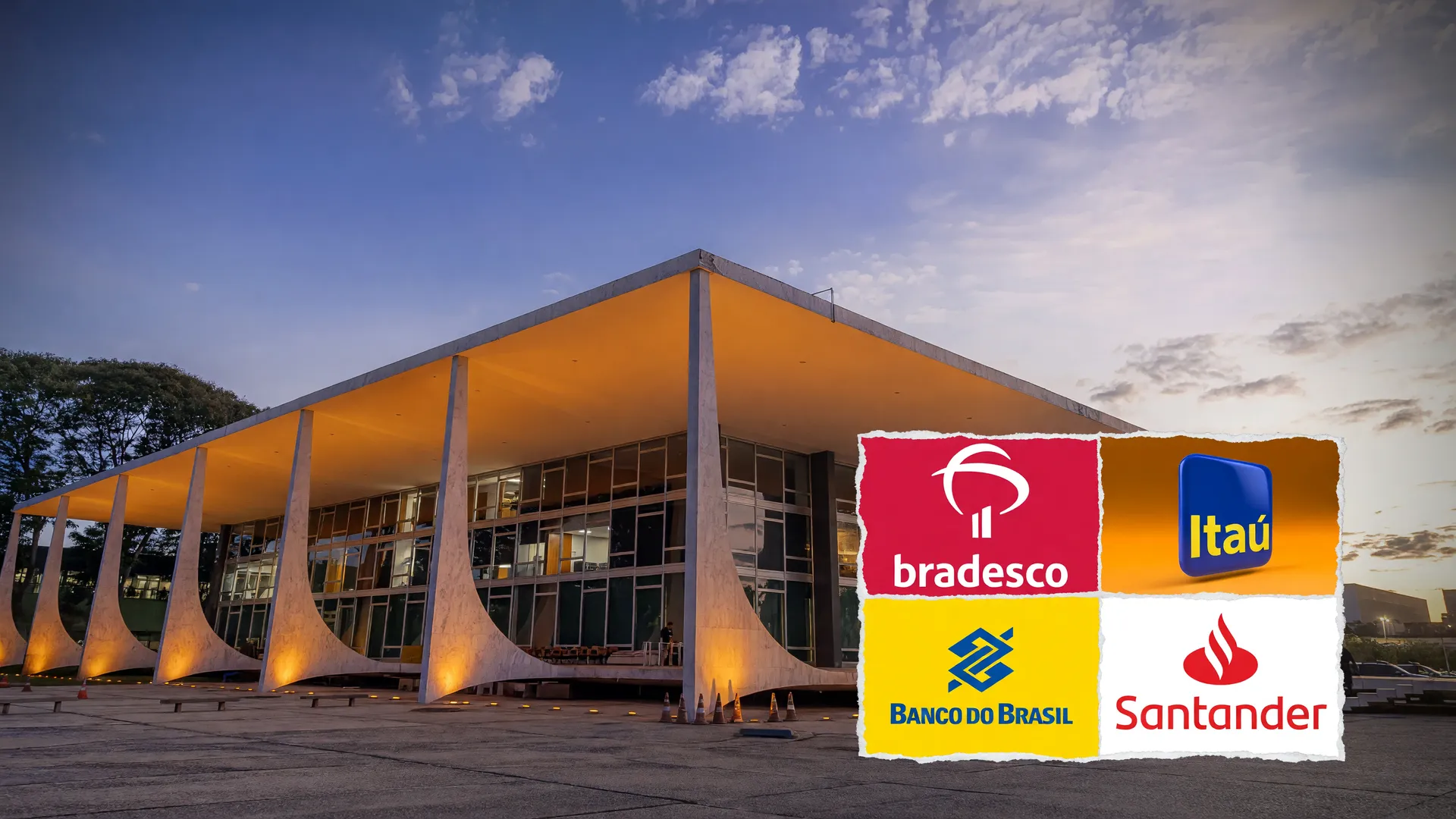 Fachada do STF com logos de bancos ao fundo ilustrando o STF acordo planos econômicos poupança